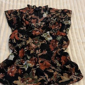 Elegant Floral Women's Blouse in Black and Brown
